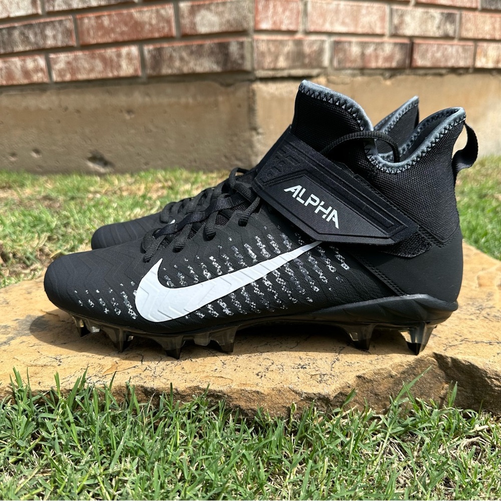 Nike Alpha Menace Pro 2 Mid Black White Football Cleats AQ3209-002